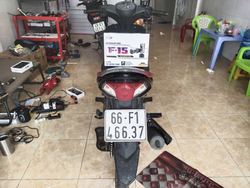 Độ đèn nâng cấp ánh sáng Bi Led Mini Titan Moto F15 xe Sirius